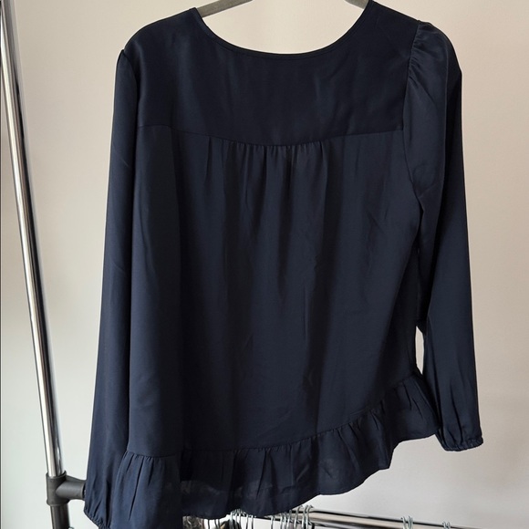 LOFT Deep Blue Ruffle Hem Blouse - Picture 4 of 4